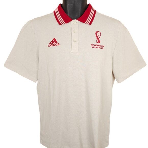 FIFA World Cup Polo Shirt Mens Size Medium Qatar 2018 Soccer Football Adidas - Picture 2 of 7